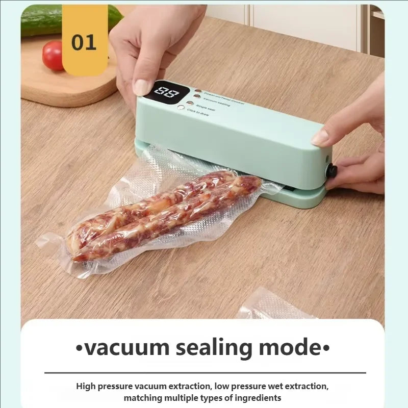 Mini Wireless Rechargeable Vacuum Sealing Machine Household Food Bag Plastic Sealing Kitchen Packaging Device