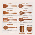 Wooden Spoons For Cooking 9PCS Wooden Utensils For Cooking With Utensils Holder, Teak Wooden Kitchen Utensils Set