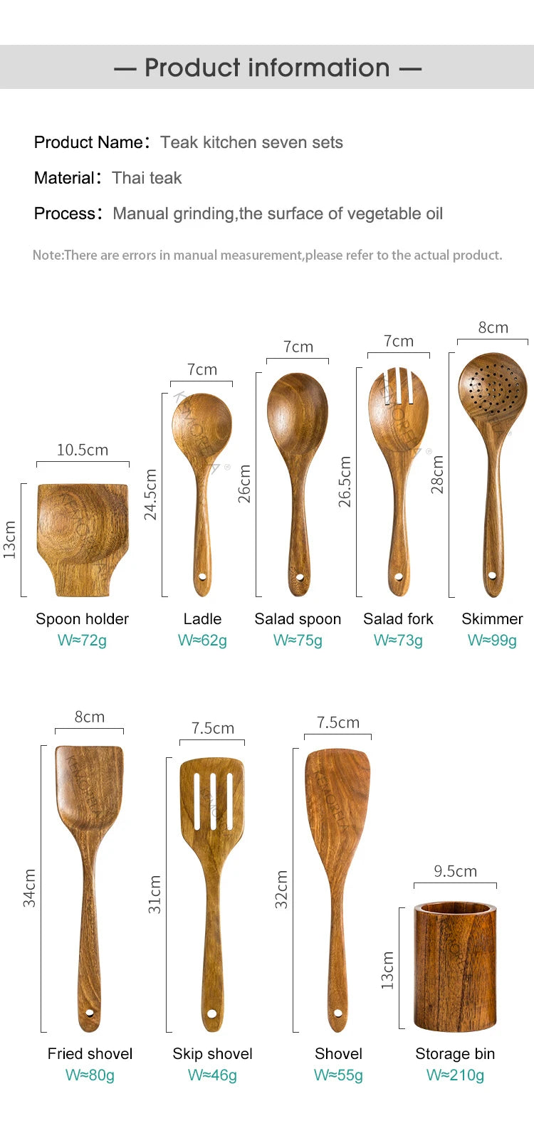 Wooden Spoons For Cooking 9PCS Wooden Utensils For Cooking With Utensils Holder, Teak Wooden Kitchen Utensils Set