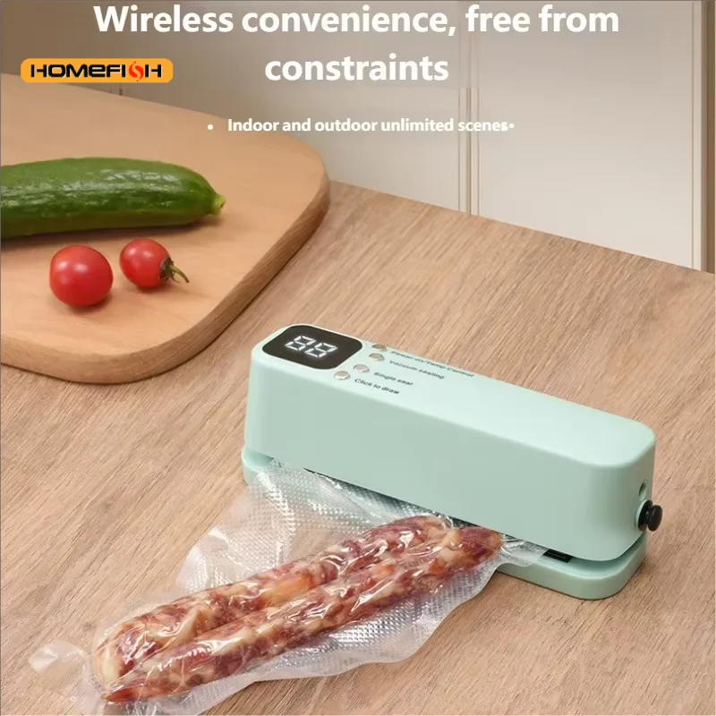 Mini Wireless Rechargeable Vacuum Sealing Machine Household Food Bag Plastic Sealing Kitchen Packaging Device