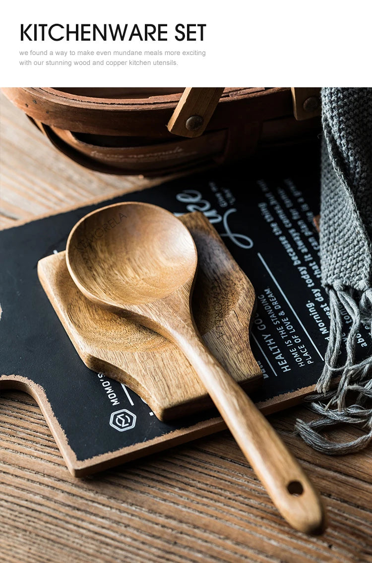 Wooden Spoons For Cooking 9PCS Wooden Utensils For Cooking With Utensils Holder, Teak Wooden Kitchen Utensils Set